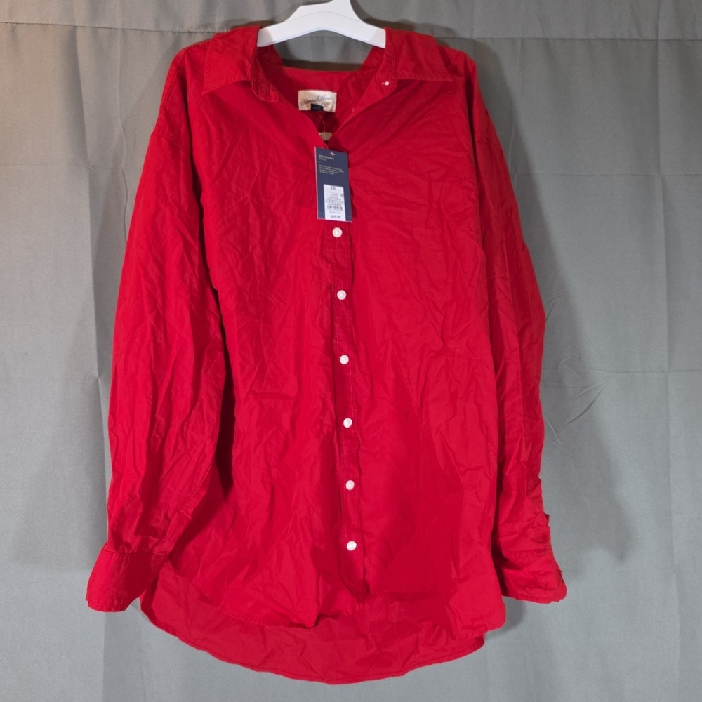 Universal Thread  Women's Red Oversized Fit‎ Button-Up Shirt XXL Long Sleeve